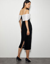 Louisa Velvet Bandeau Midi Dress, Black (BLACK), large