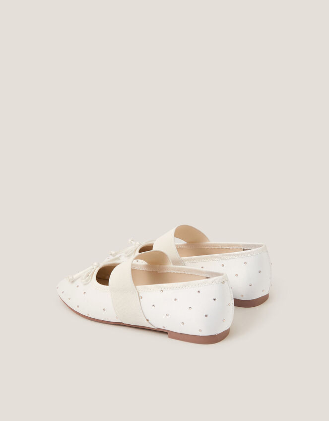 Diamante Elastic Ballet Flats, Ivory (IVORY), large