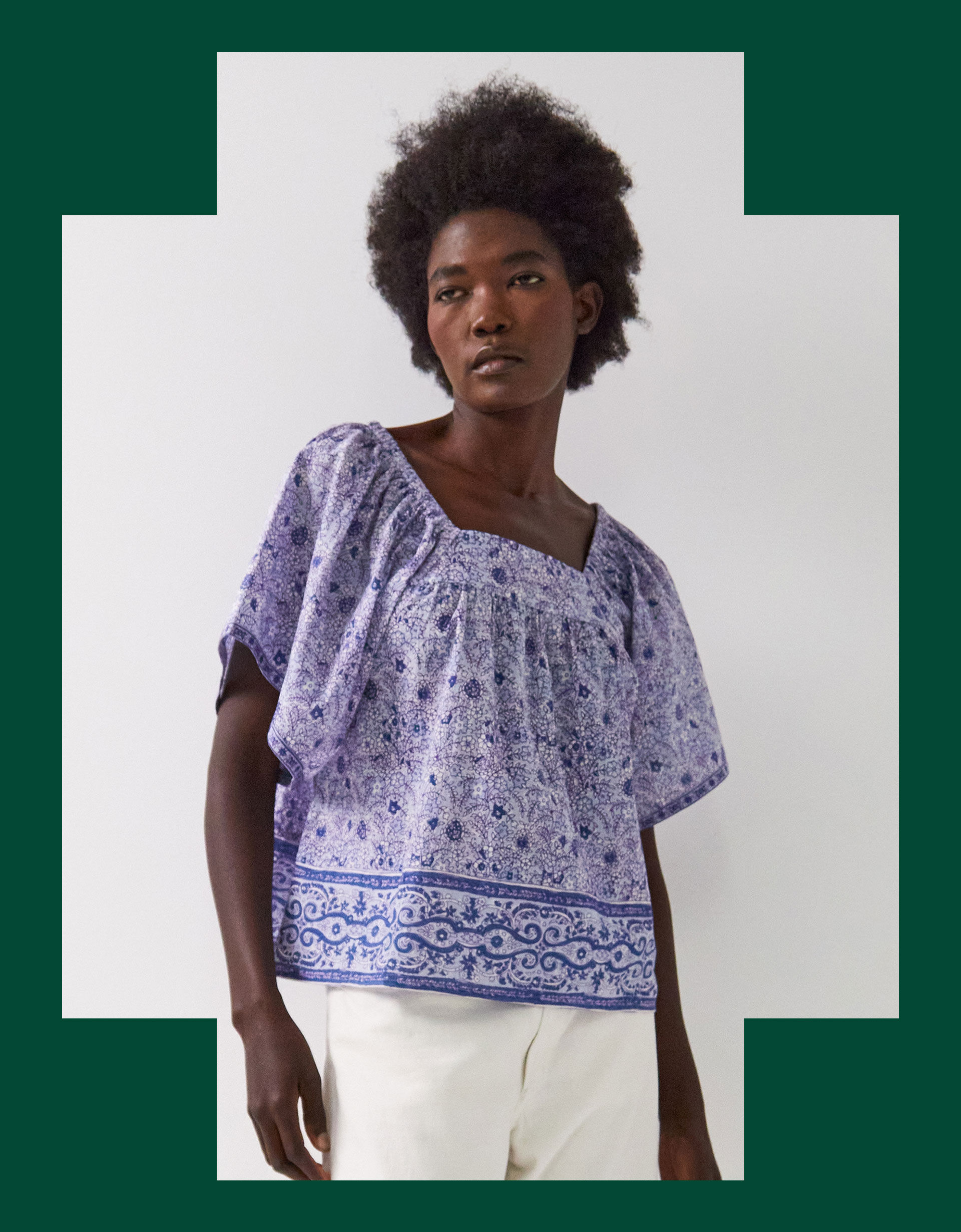 East Tiera Square Neck Floral Top Blue