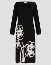 Cee Cornelli Embroidered Knit Dress, Black (BLACK), large