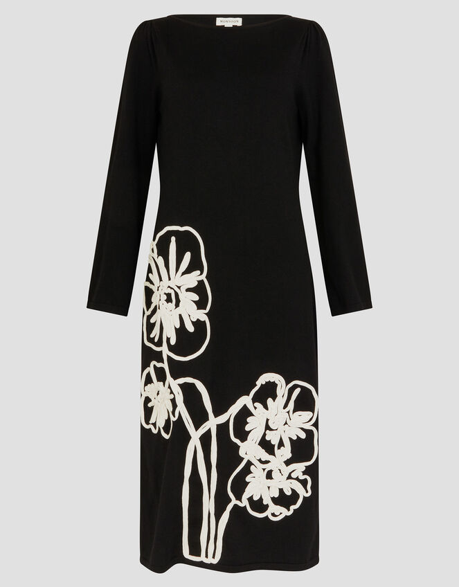 Cee Cornelli Embroidered Knit Dress, Black (BLACK), large