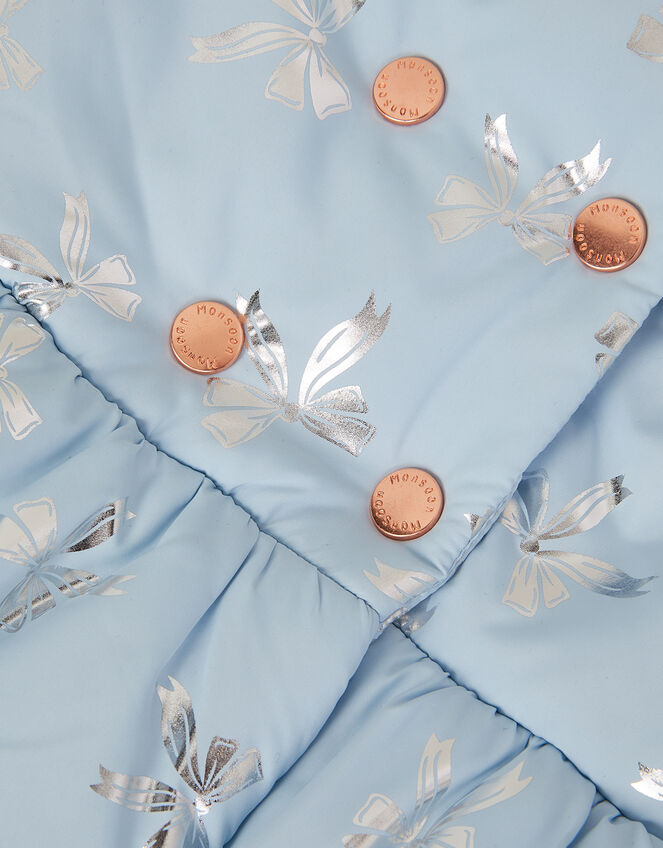 Baby Faux Fur Hooded Bow Coat, Blue (BLUE), large