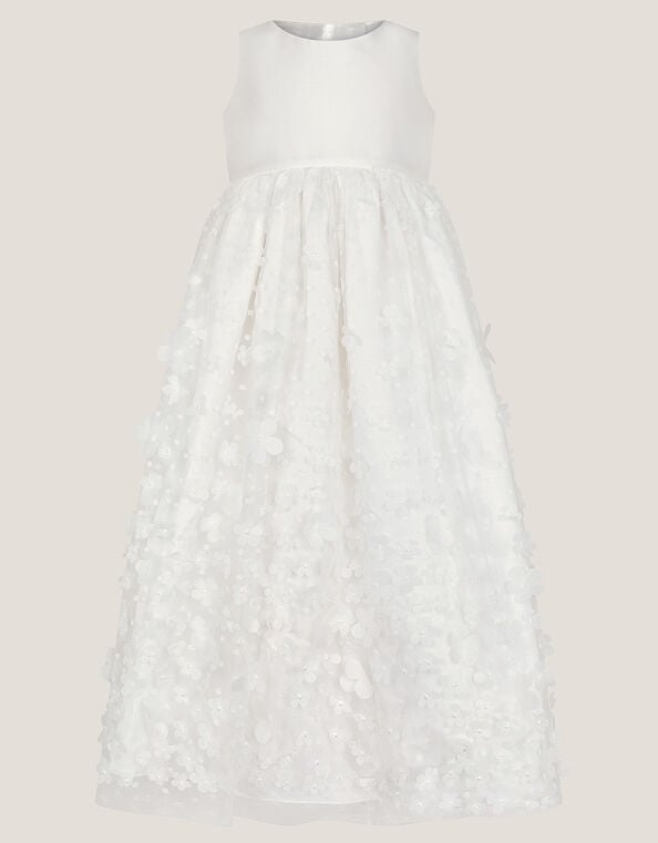 Baby Floral Appliqué Christening Dress, Ivory (IVORY), large