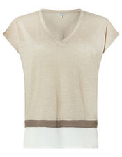 Wallace T-Shirt in Pure Linen, Natural (STONE), large