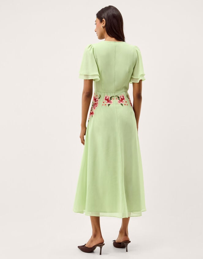 Coraline Floral Embroidered Midi Dress, Green (SAGE), large