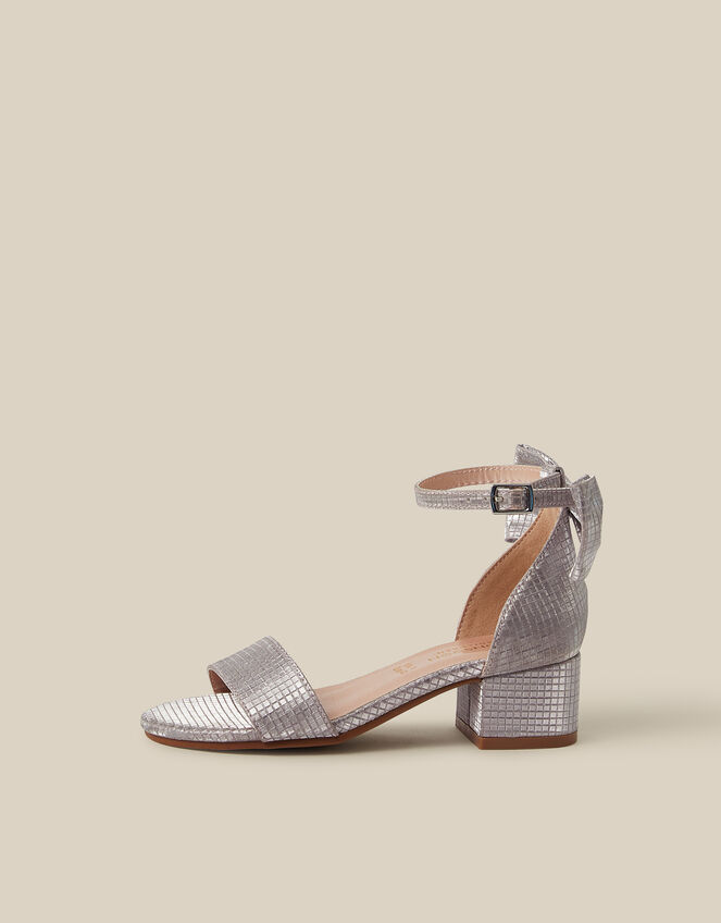 Open-Toe Bow Metallic Block Heels, Pink (PINK), large