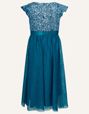 Truth Sequin Flutter Sleeve Dress, Teal (TEAL), large