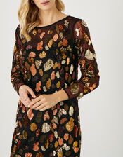 Lynette Animal Sequin Dress in Recycled Polyester, Black (BLACK), large