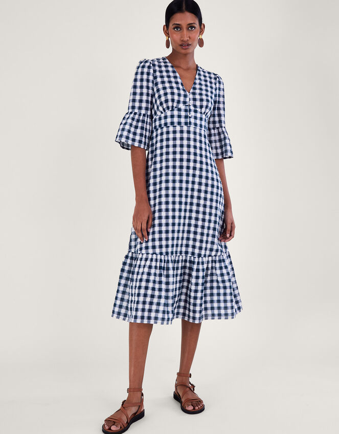 Gingham Dress, Blue (NAVY), large