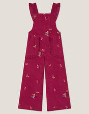 Embroidered Corduroy Dungarees, Red (BURGUNDY), large