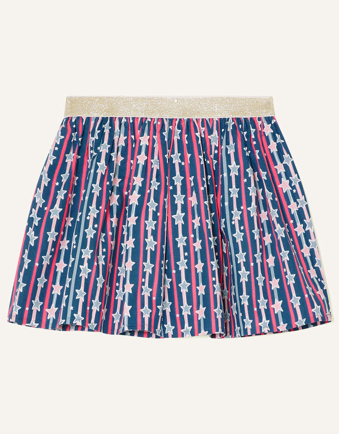 Sequin Unicorn Star Print Skirt, Blue (NAVY), large