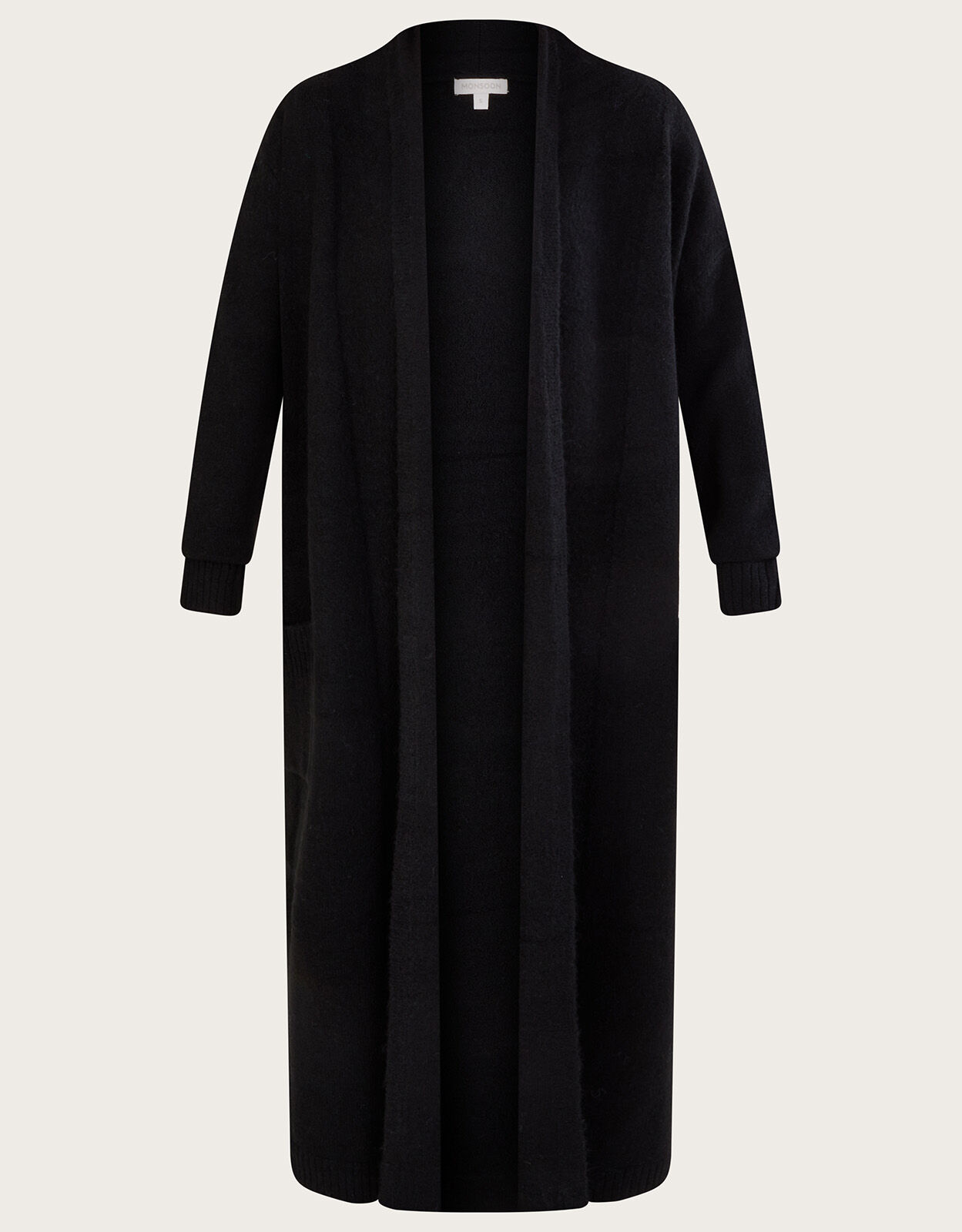 Longline Pocket Cardigan with Recycled Polyester Black
