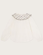 Embellished Collar Blouse, Ivory (IVORY), large