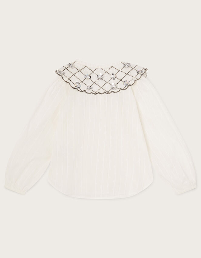 Embellished Collar Blouse, Ivory (IVORY), large