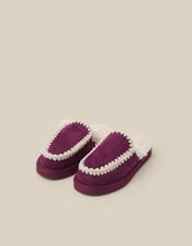 Jess Whipstitch Mule Slippers, Red (BURGUNDY), large