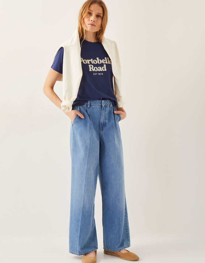 Sara Portobello Road Slogan T-Shirt, Blue (NAVY), large