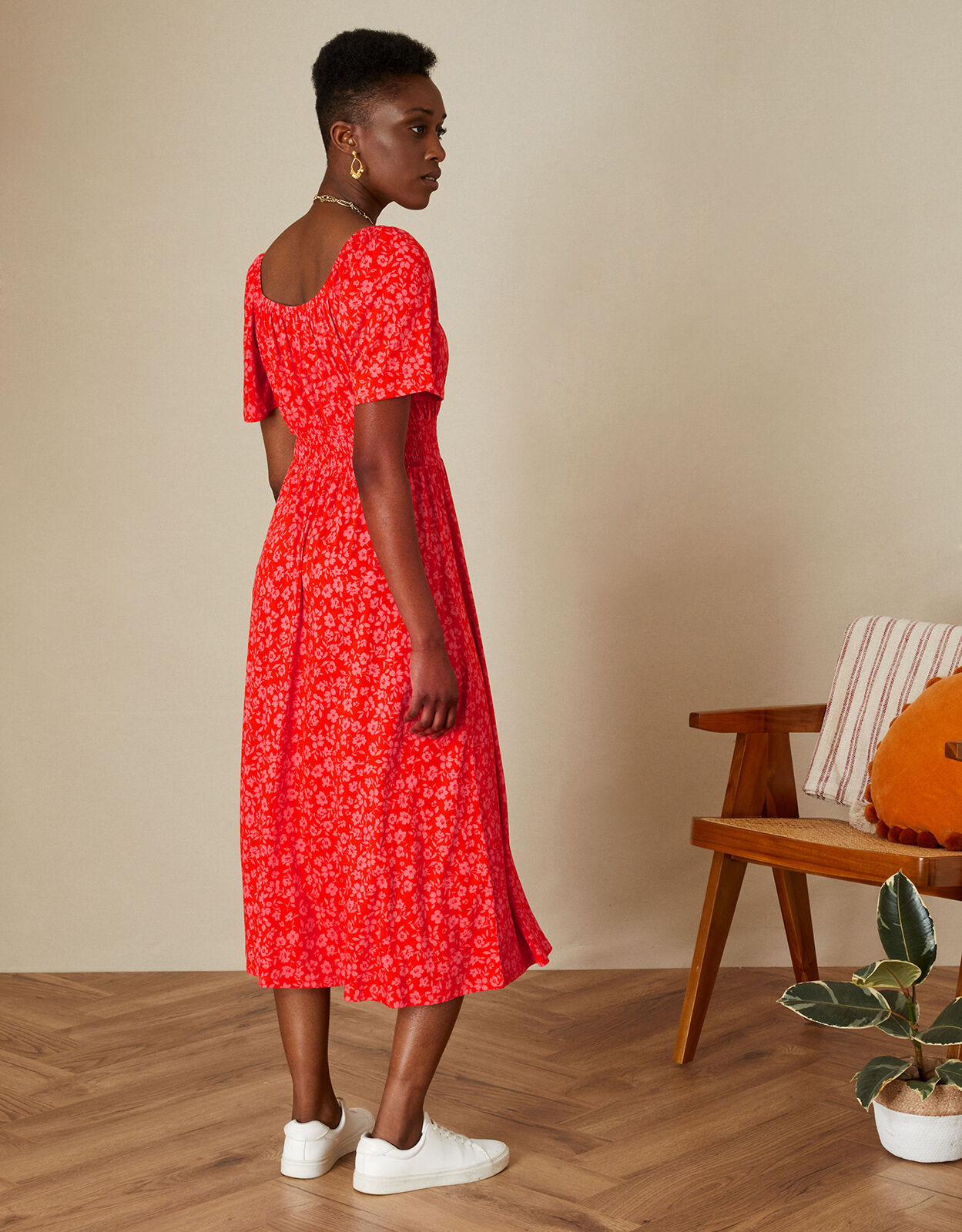 Monsoon red floral dress top