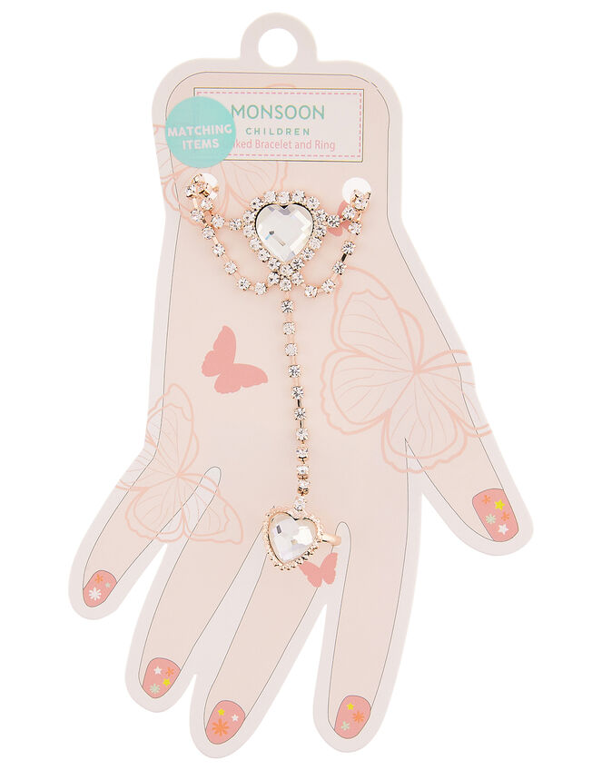 Amore Heart Diamante Linked Bracelet and Ring, , large