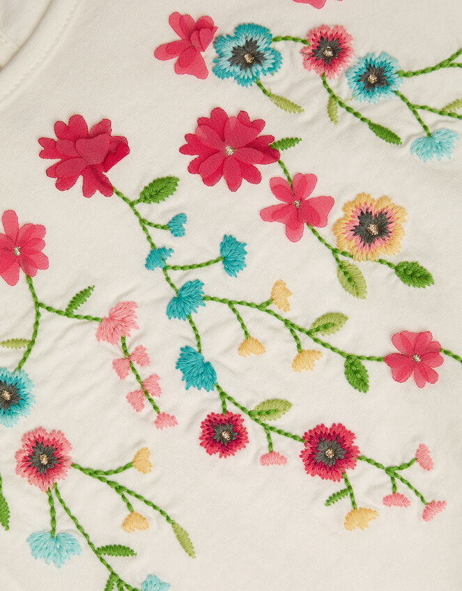 Floral Embroidered Top, White (WHITE), large