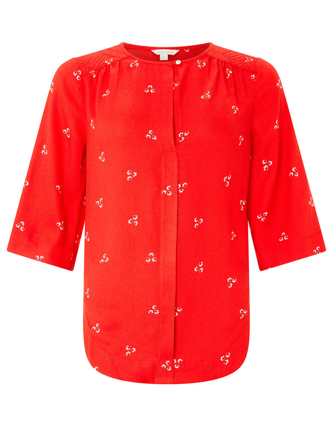 Monsoon- Annabelle Floral Print Top, Red (RED), large