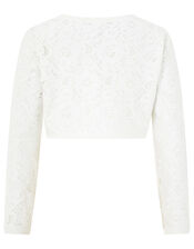 Eliona Cropped Lace Cardigan, White (WHITE), large
