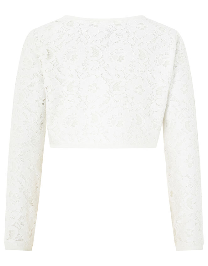 Eliona Cropped Lace Cardigan, White (WHITE), large