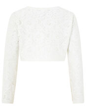 Eliona Cropped Lace Cardigan, White (WHITE), large