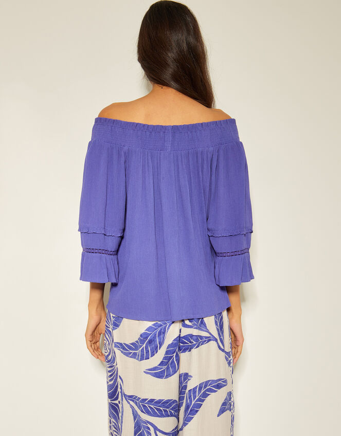 Ava Off-The-Shoulder Smock Top, Blue (BLUE), large
