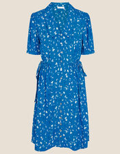 Animal Print Shirt Dress, Blue (COBALT), large