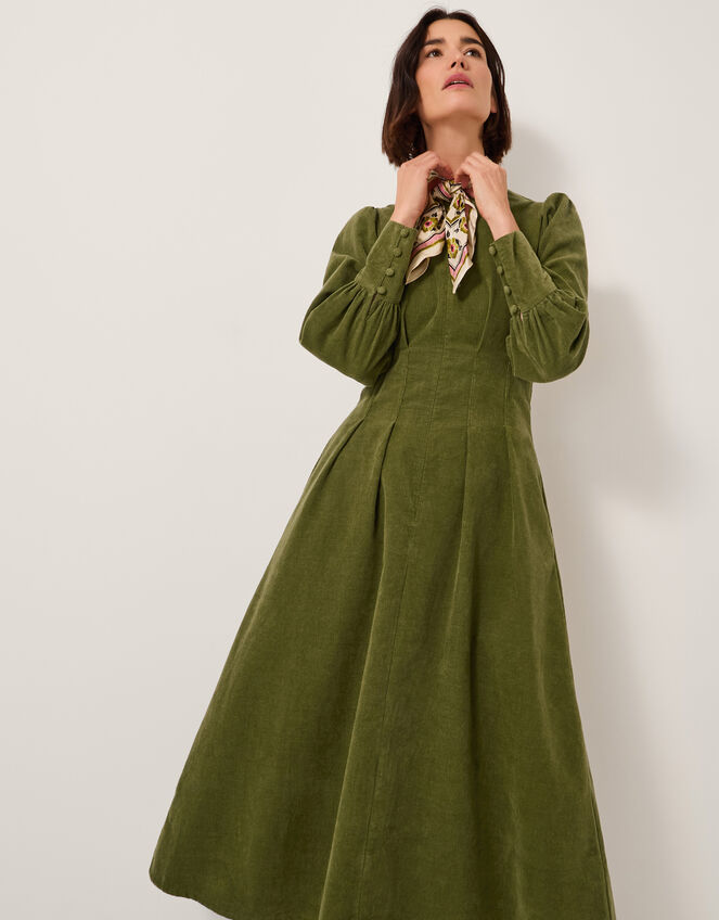 Morgan Blouson Fit Flare Midi Dress Green Day Dresses