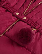Faux Fur Padded Coat, Red (BURGUNDY), large