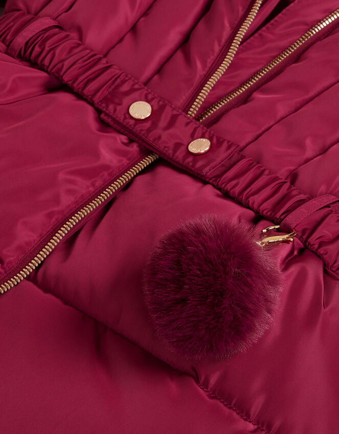 Faux Fur Padded Coat, Red (BURGUNDY), large
