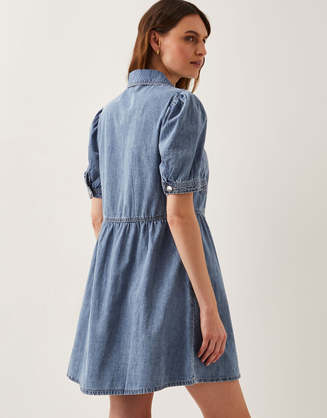 Adeena Zip Denim Mini Dress, Blue (DENIM BLUE), large