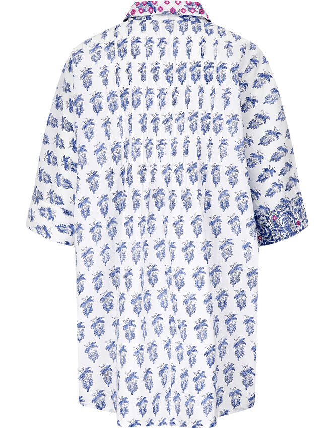 East Aoki Block Print Shirt, Blue (BLUE), large