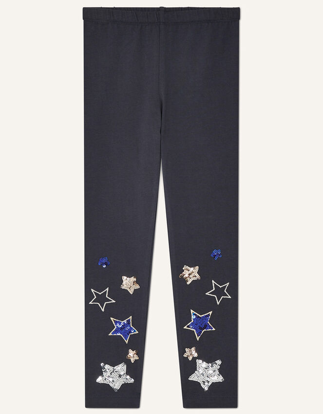 Star Print Leggings , Blue (NAVY), large