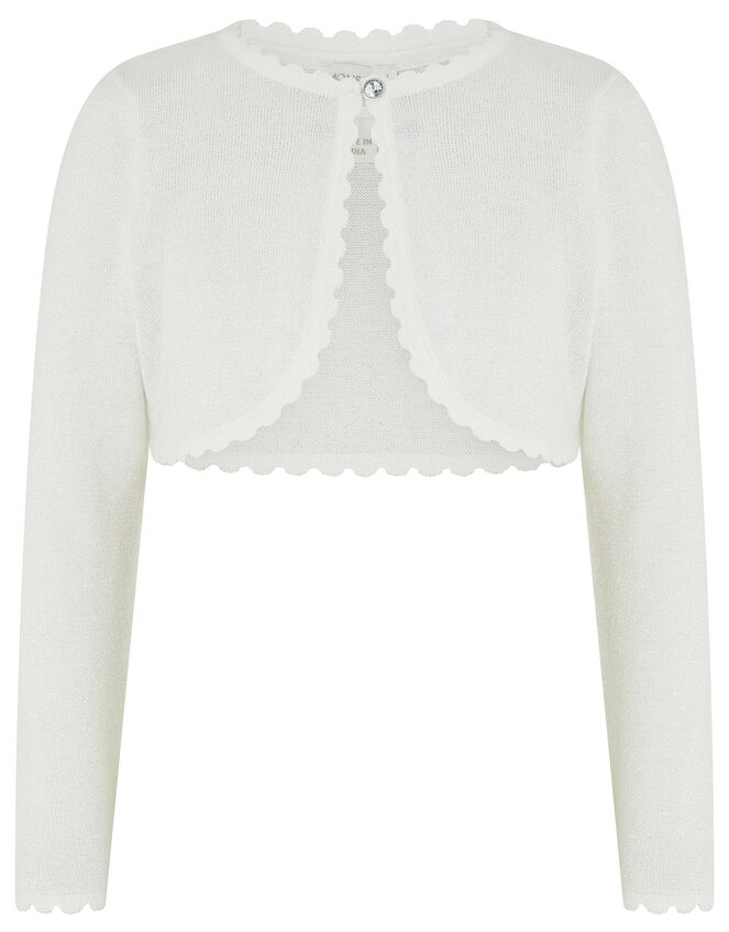 Niamh Sparkle Knit Cardigan with Crystal Button, Ivory (IVORY), large