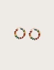 Multi Gem Hoop Earrings, , large