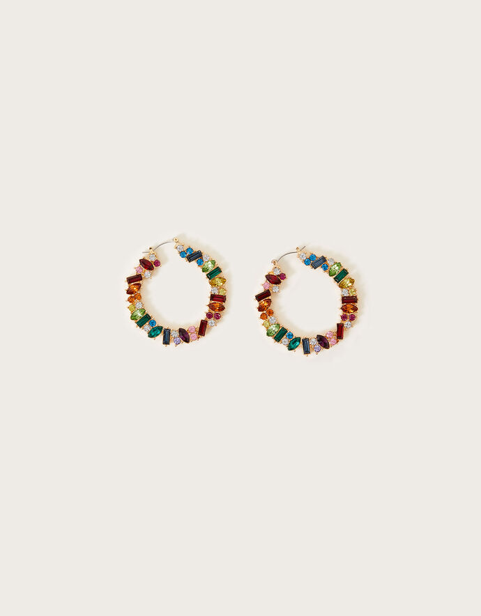 Berry Gem Medium Hoop Earrings, MOP