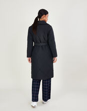 Piper Padded Shawl Collar Coat in Recycled Polyester, Blue (MIDNIGHT), large
