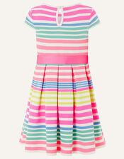Stripe Pleated Ponte Dress, Multi (MULTI), large