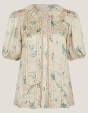 Sorcha Floral Short Sleeve Shirt, Ivory (IVORY), large
