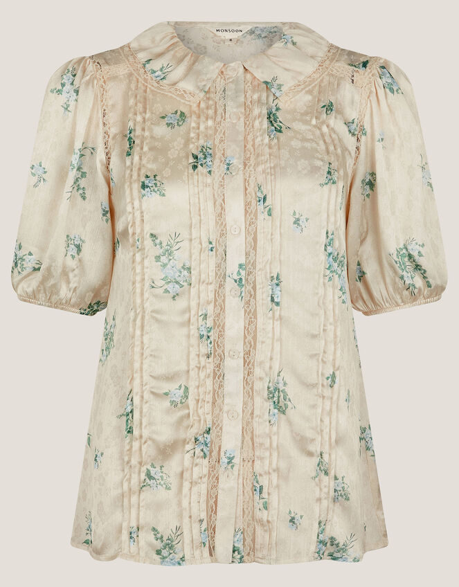 Sorcha Floral Short Sleeve Shirt, Ivory (IVORY), large