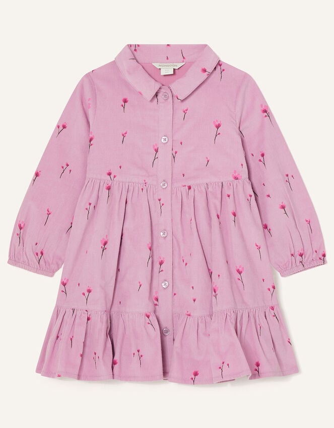 Baby Floral Cord Shirt Dress, Purple (LILAC), large