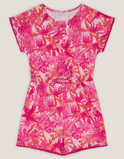 Birds Of Paradise Short Sleeve Playsuit, Pink (PINK), large