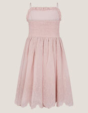 Clementine Strappy Broderie Dress, Pink (PINK), large