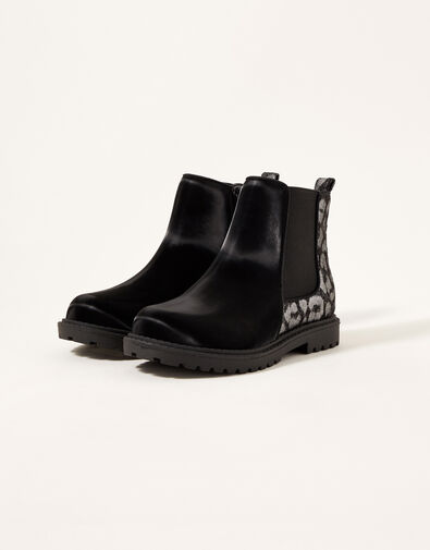 Metallic Animal Chelsea Boots Black, Black (BLACK), large
