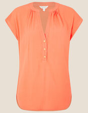 Waverly Button Detail Top , Orange (CORAL), large