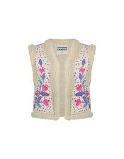 Fabienne Chapot Embroidered Borg Gilet, Pink (PINK), large
