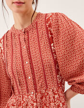 Palmer Floral Jersey Midi Dress, Red (RED), large