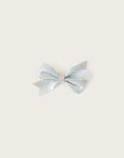 Metallic Marble Bow Hair Clip, Blue (PALE BLUE), large